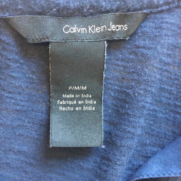 CALVIN KLEIN JEANS Navy Button Down Knit Blouse PM - Picture 4 of 9